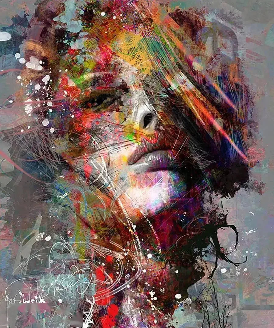 Tableau Portrait Abstrait Colorées