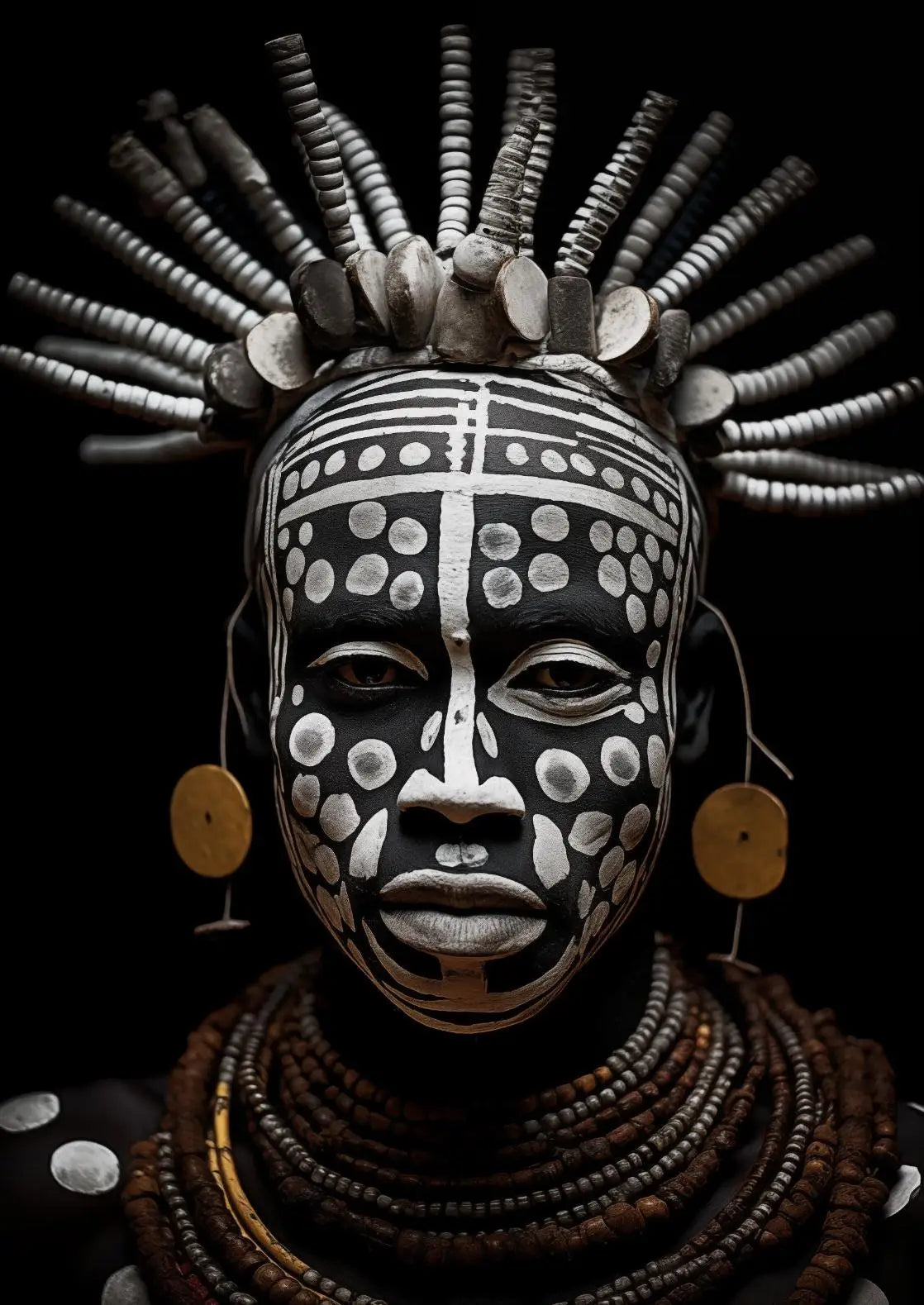 Tableau Portrait Tribal Cérémonie