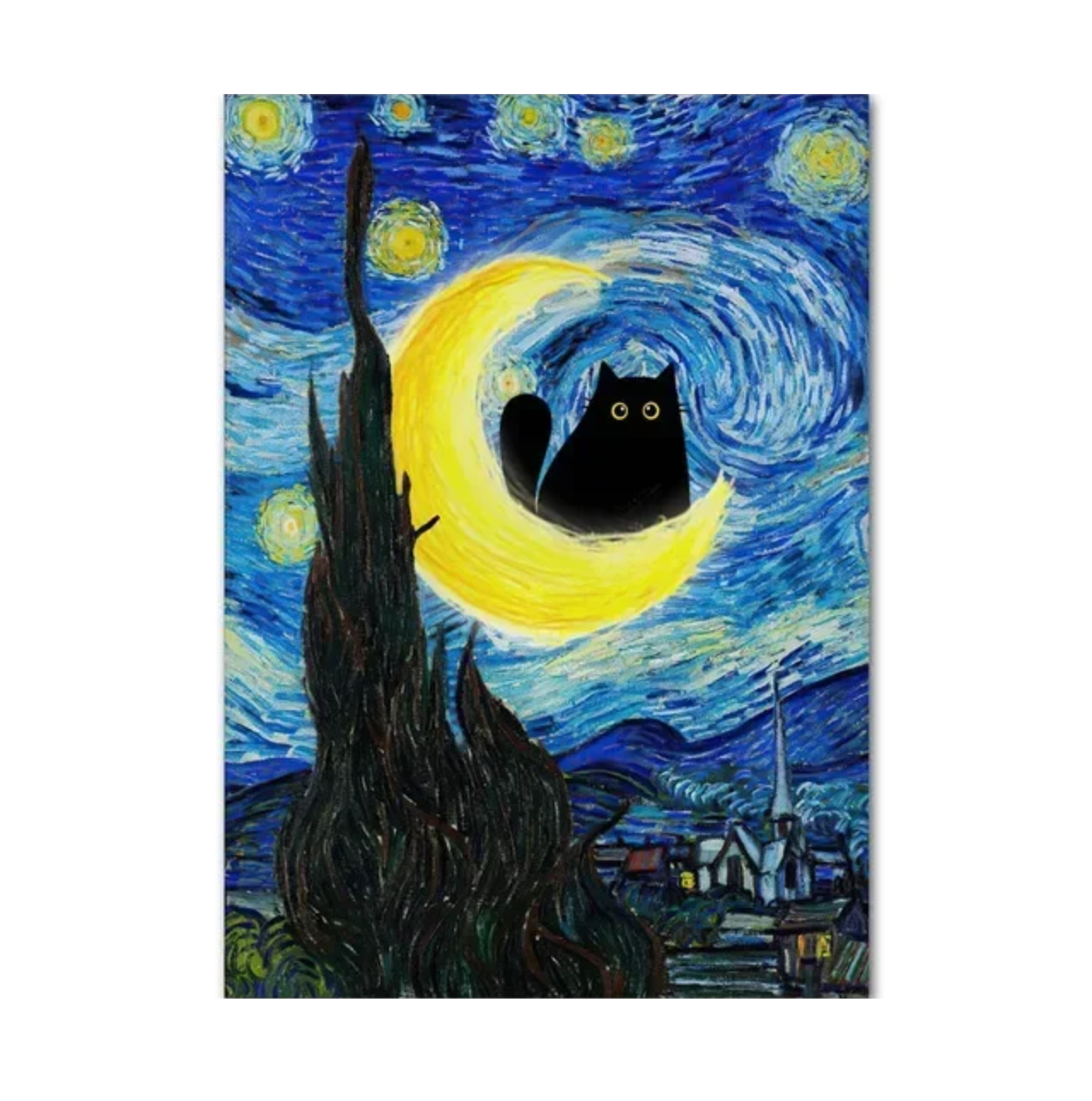 Tableau Van Gogh Chat Noir
