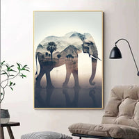Tableau Éléphant Double Exposition Désert