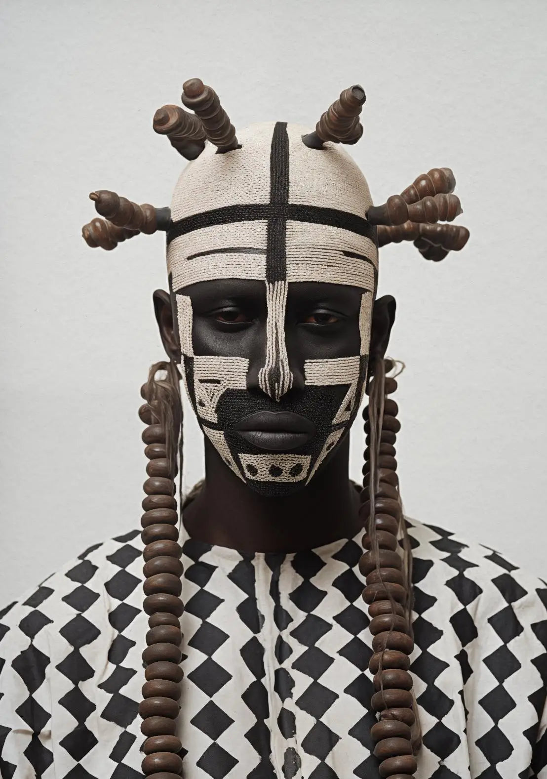 Tableau Masques Tribaux Monochrome