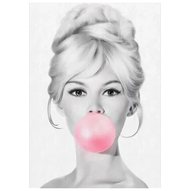 Tableau Femme Chewing-Gum Rose