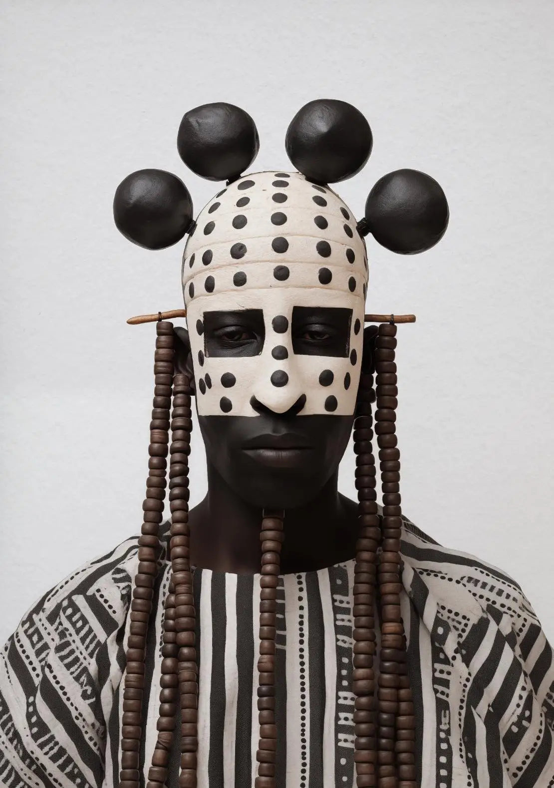 Tableau Masques Tribaux Monochrome