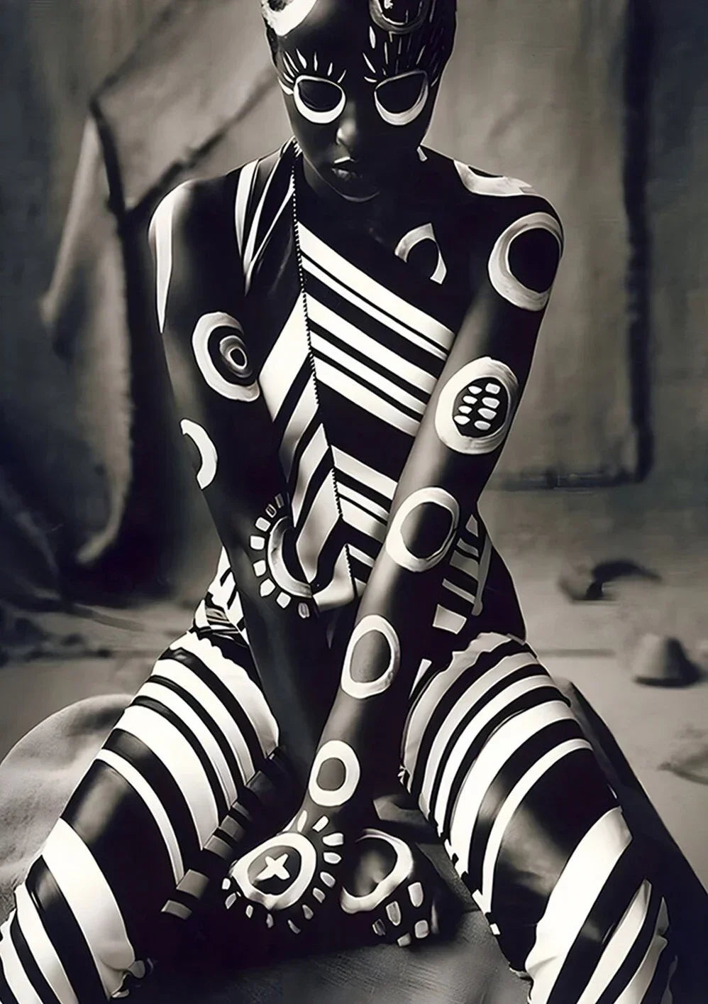 Tableau Portrait Tribal Minimaliste