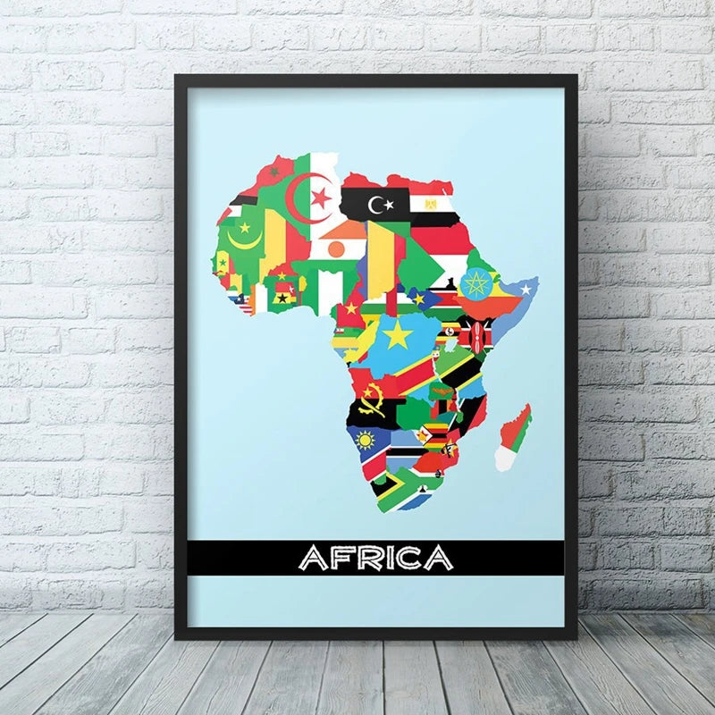 Tableau Carte Afrique Drapeaux