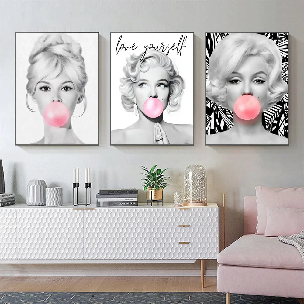 Tableau Femme Chewing-Gum Rose