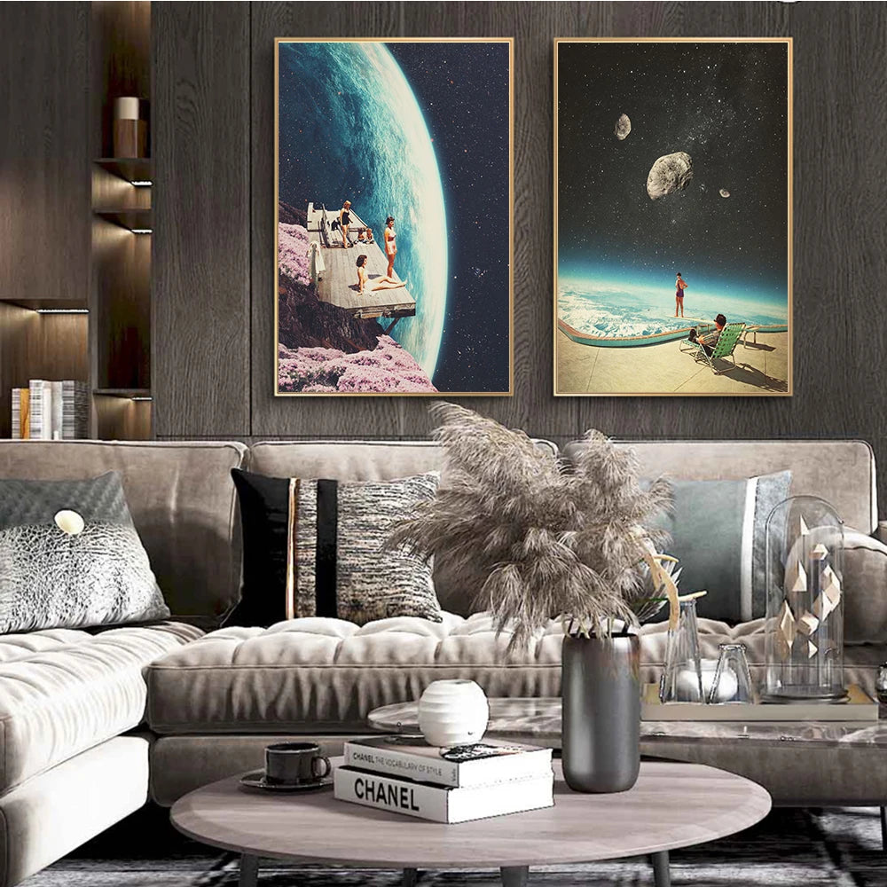 Tableau Surréalisme Piscine Cosmique