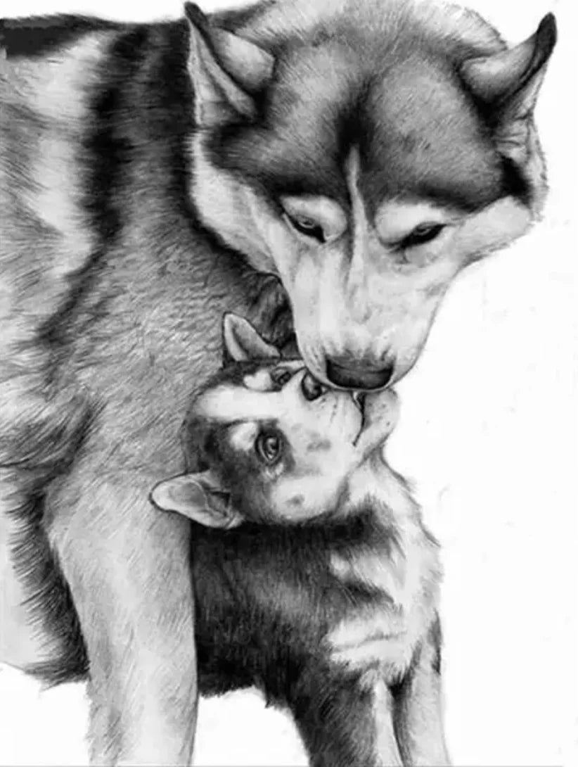 Tableau Loup Noir et Blanc