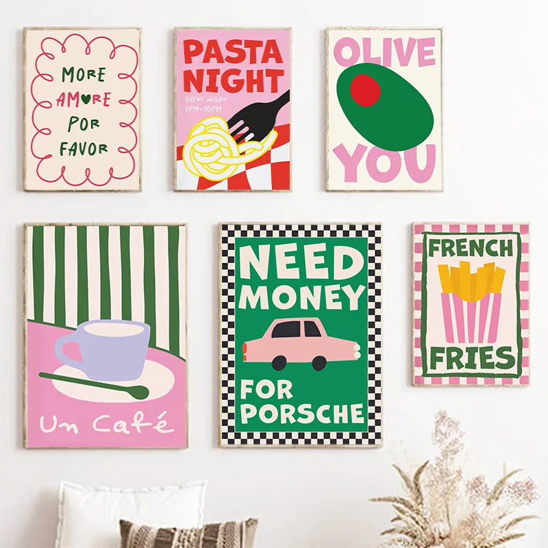Tableau Slogans Gourmands Pastel