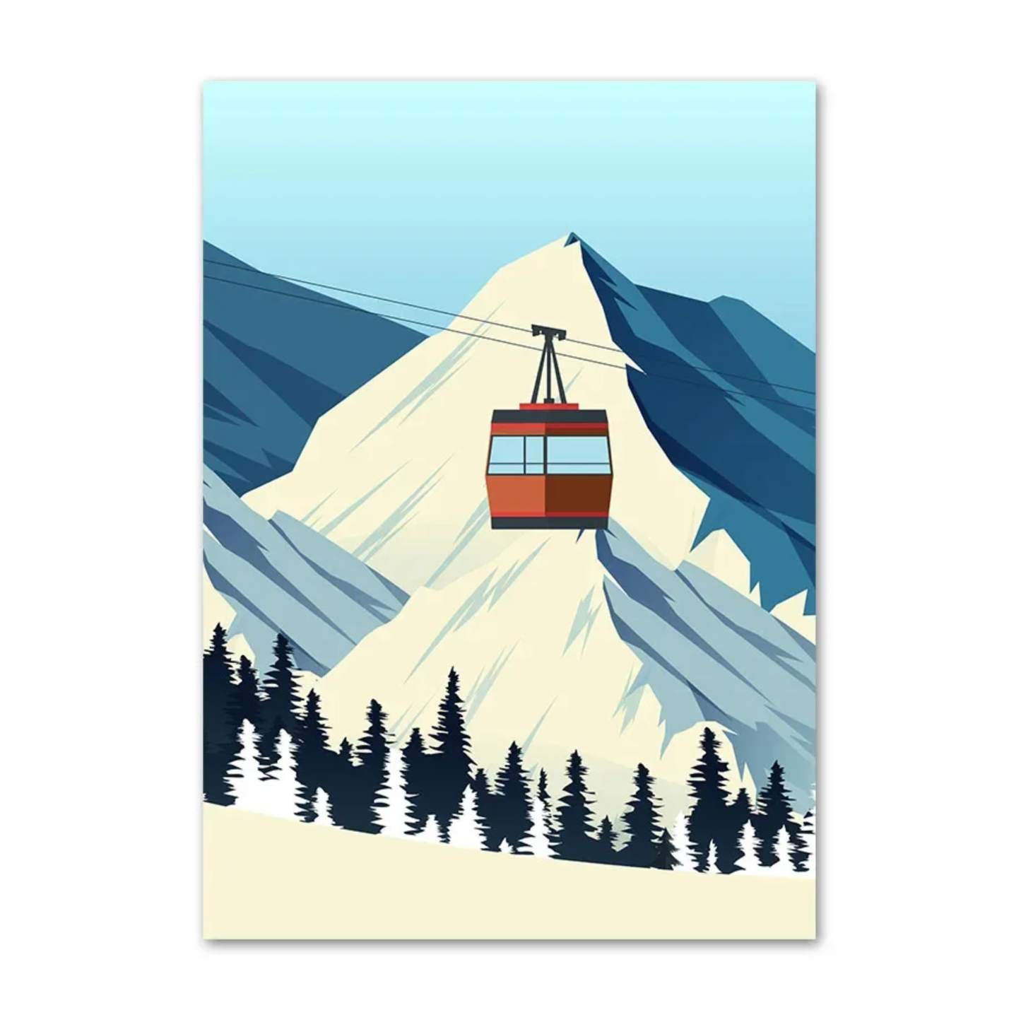 Tableau Cabane Hivernale Rouge