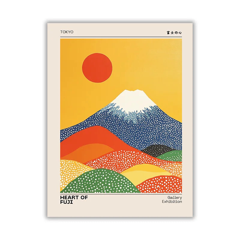 Tableau Mont Fuji Soleil Rouge