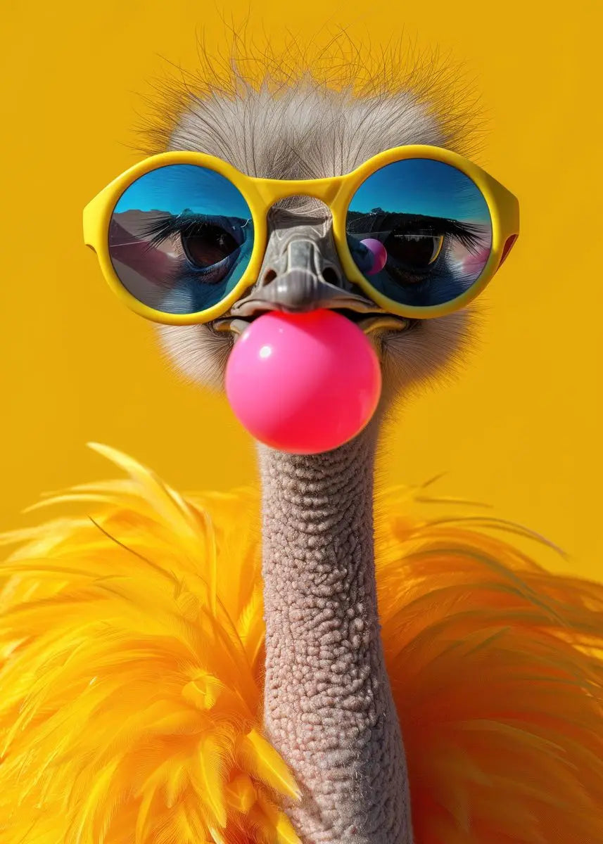 Tableau Pop Art Cheval et Autruche