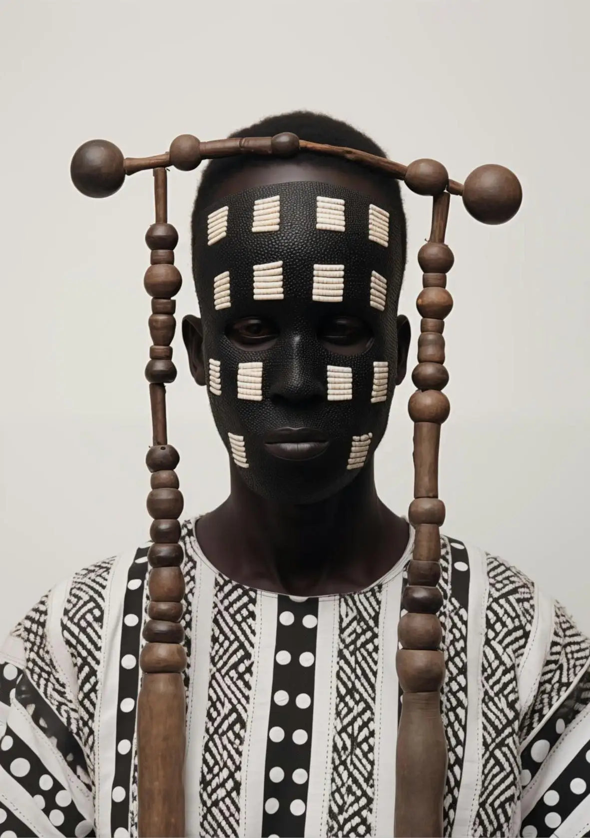 Tableau Masques Tribaux Monochrome