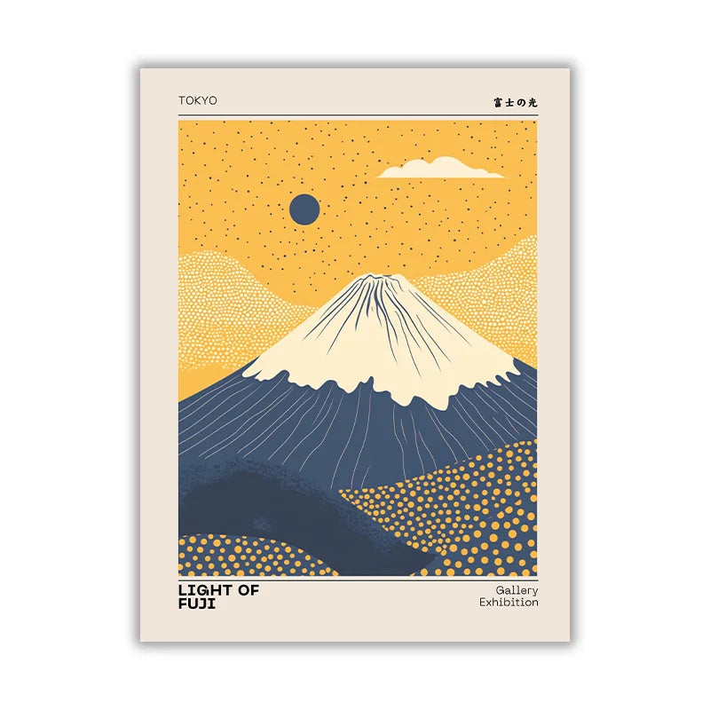 Tableau Mont Fuji Soleil Rouge