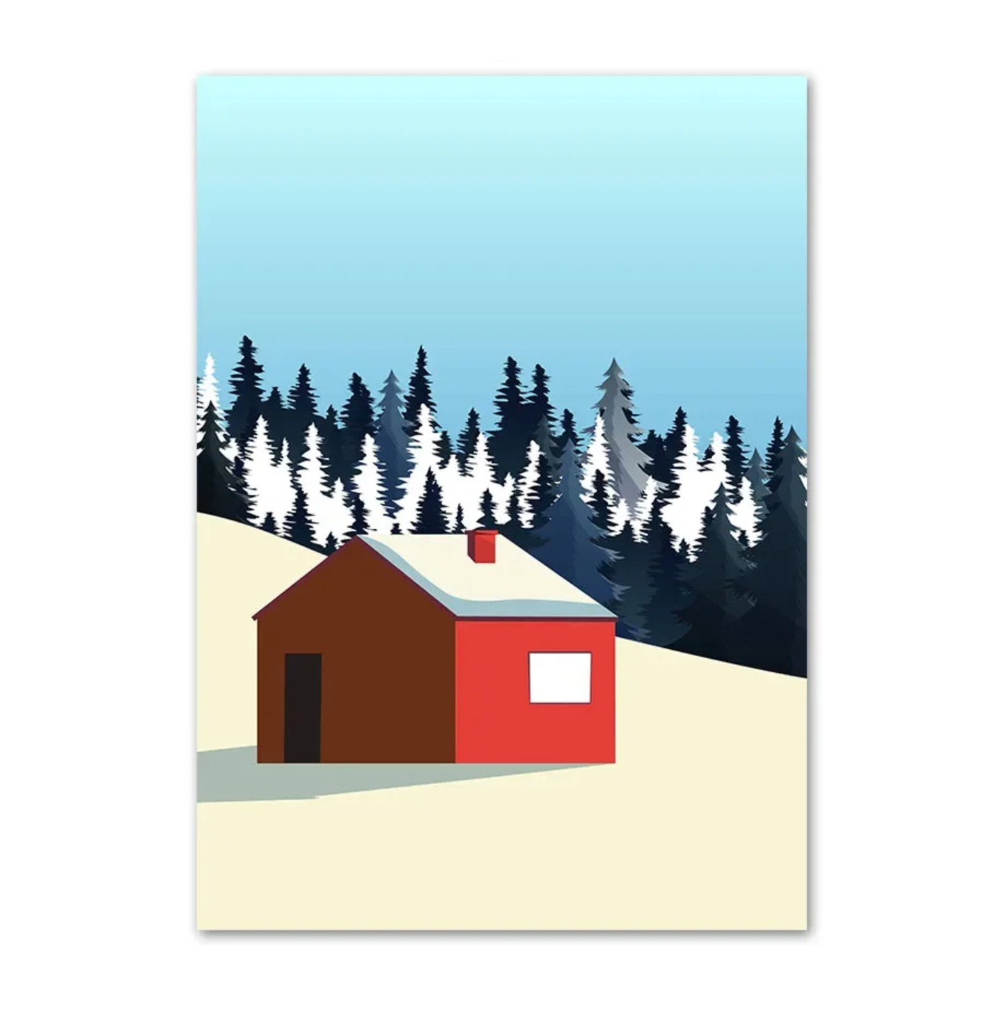 Tableau Cabane Hivernale Rouge
