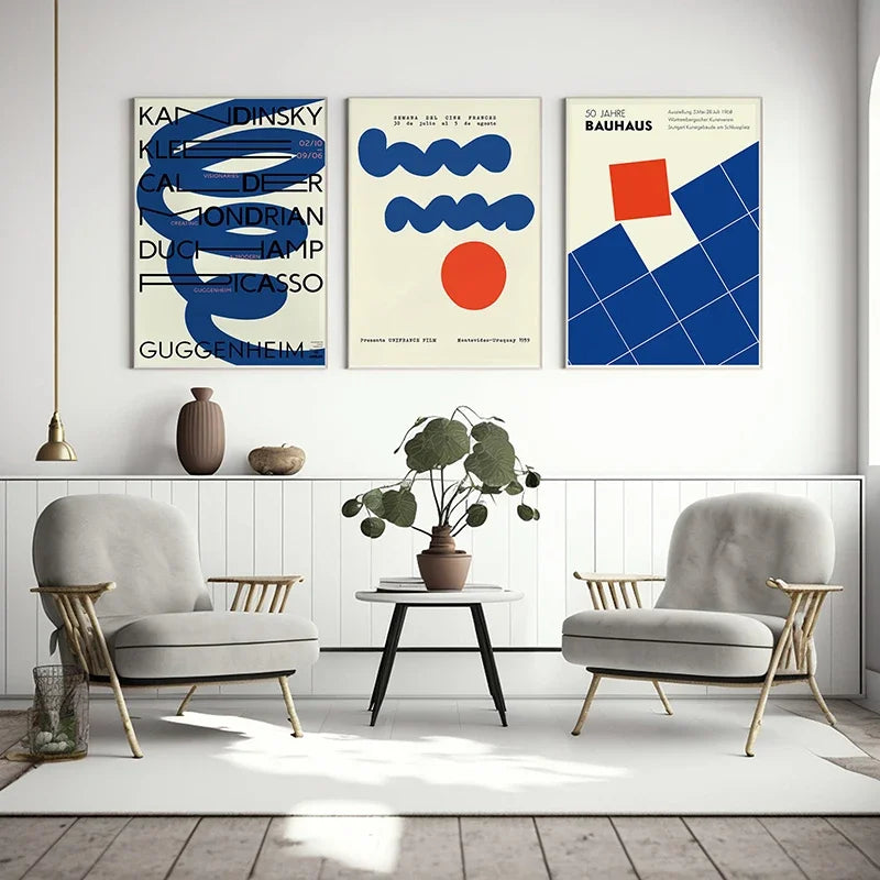 Tableau Géométrique Bleu et Rouge