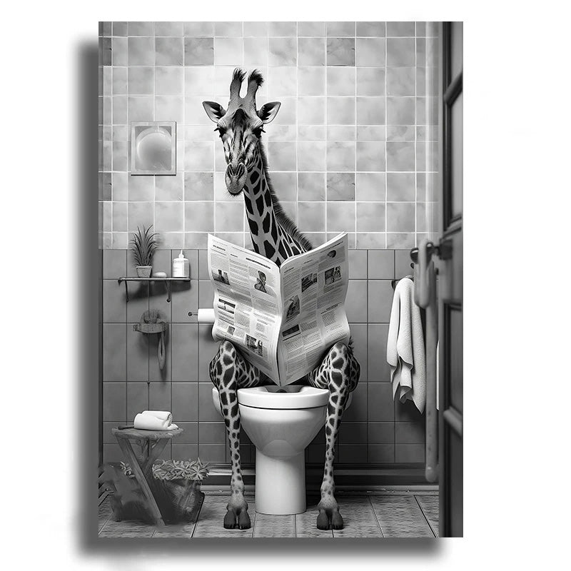 Tableau Animaux Toilettes Surréalistes