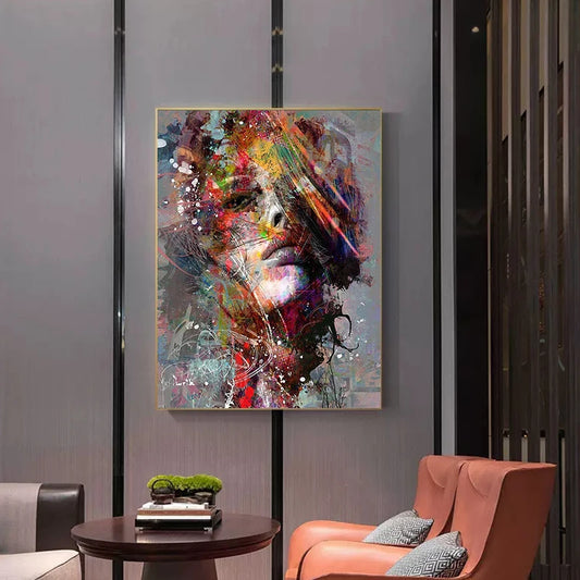 Tableau Portrait Abstrait Colorées