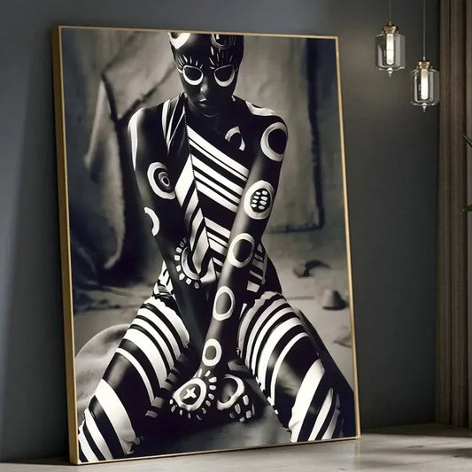 Tableau Portrait Tribal Minimaliste