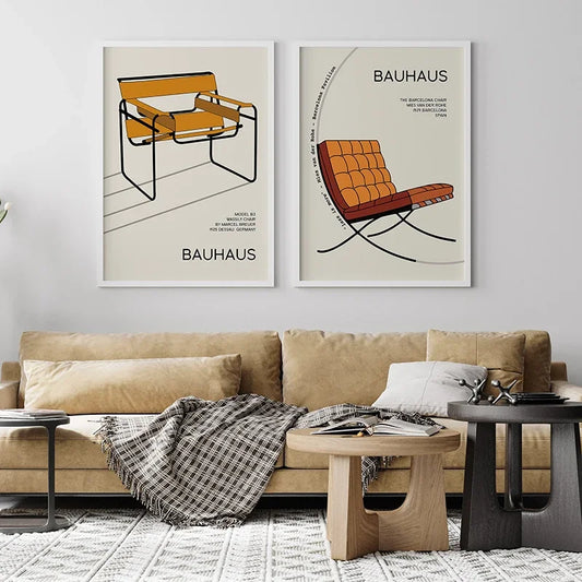 Tableau Fauteuils Bauhaus Orange