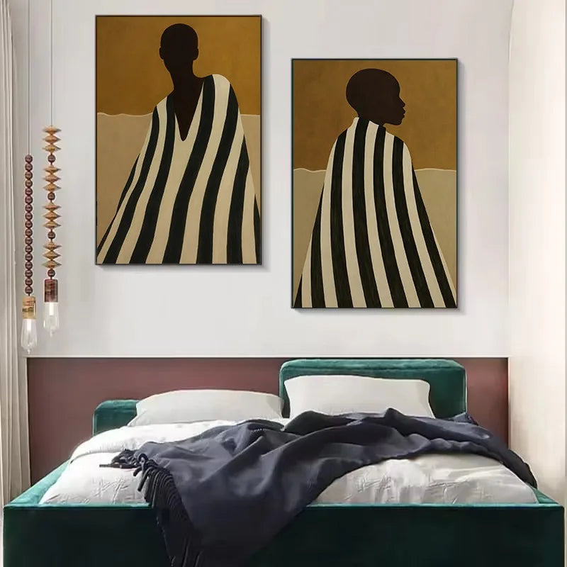 Tableau Silhouette Rayée Minimaliste