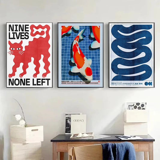 Tableau Animaux Japon Abstrait