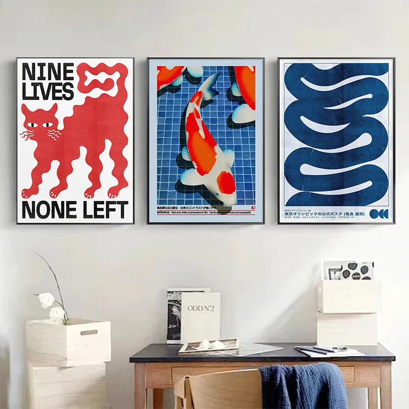 Tableau Animaux Japon Abstrait