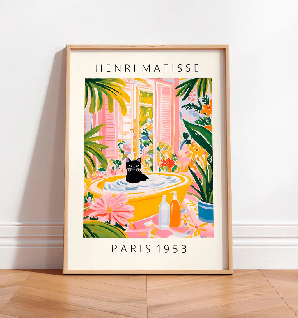 Tableau Chat Noir Tropical