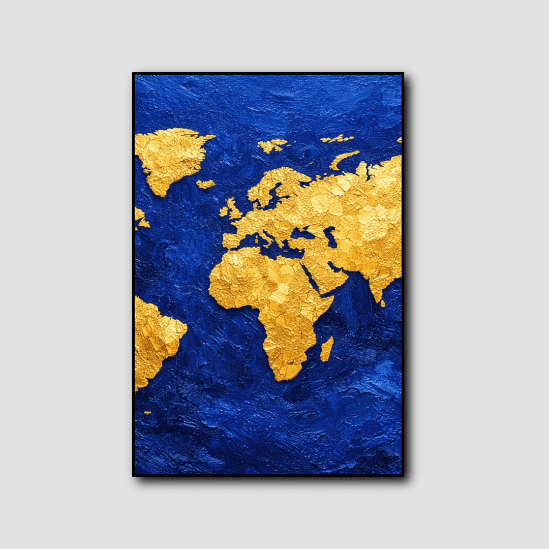 Tableau Carte Du Monde Bleu