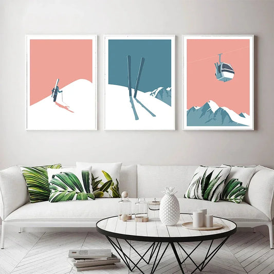 Tableau Ski Montagne Minimaliste