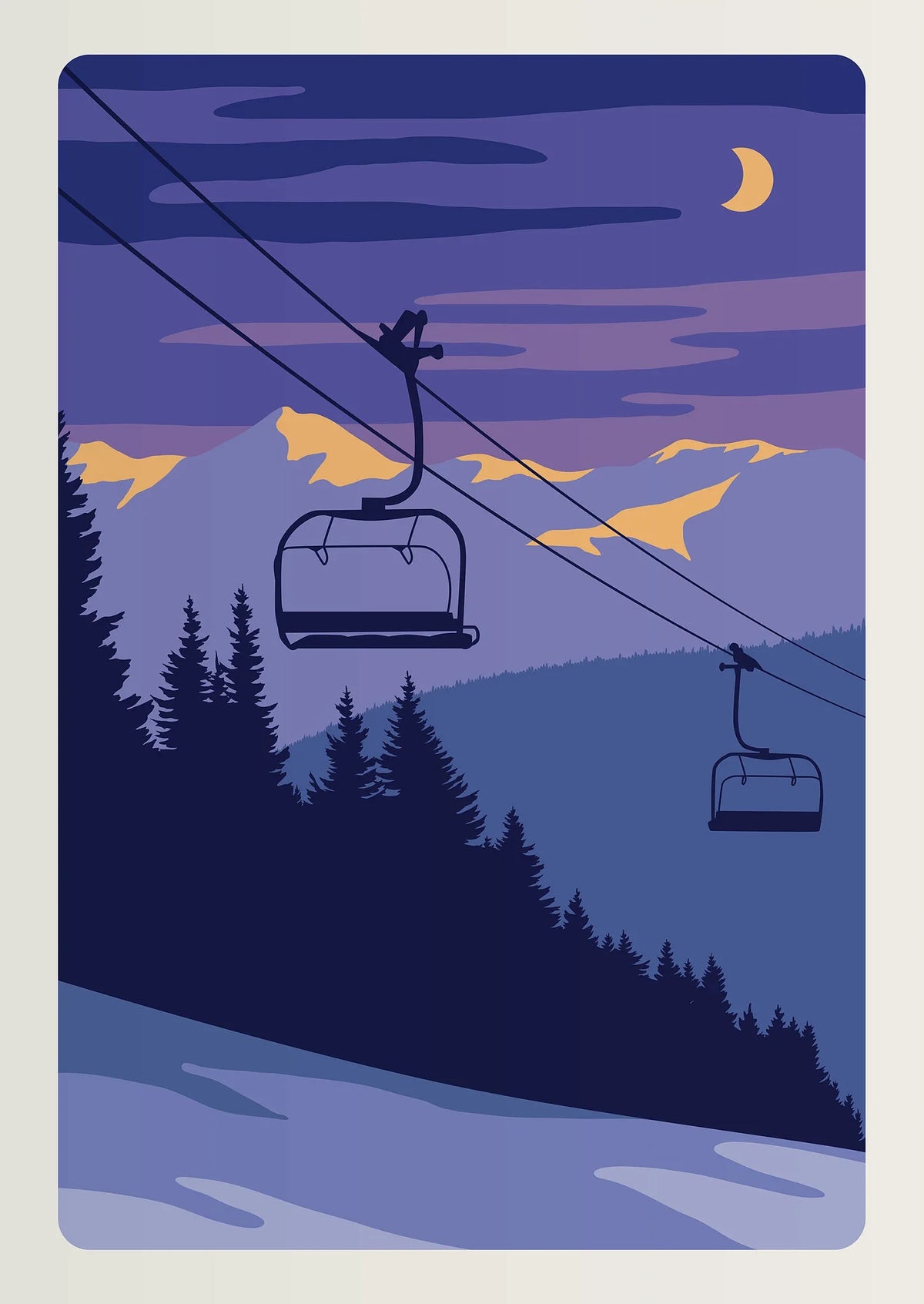 Tableau Montagne Nocturne Minimaliste