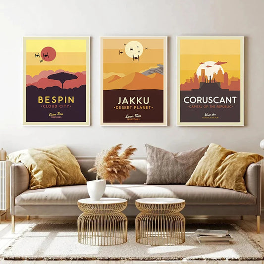 Tableau Planètes Star Wars Vintage
