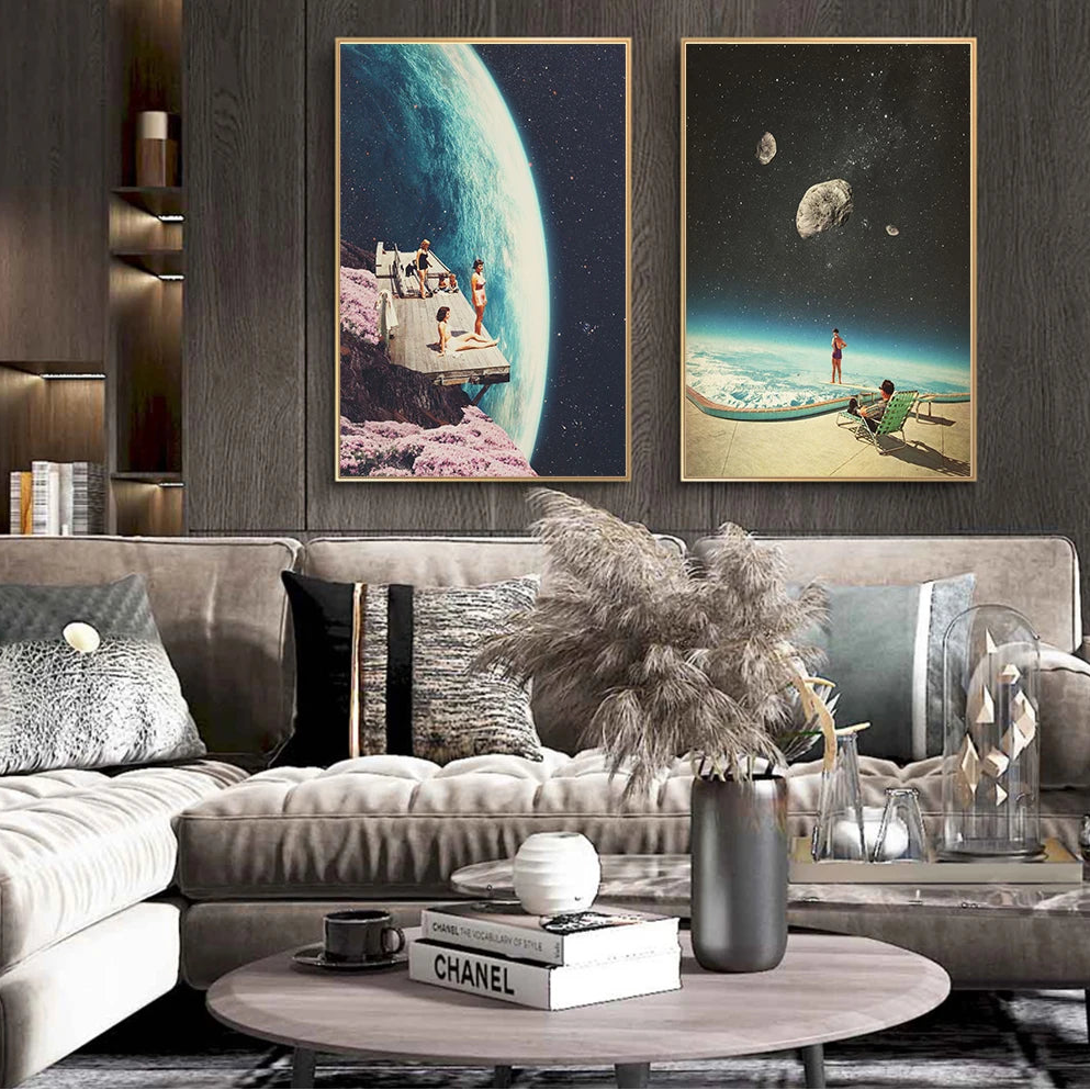 Tableau Surréalisme Piscine Cosmique