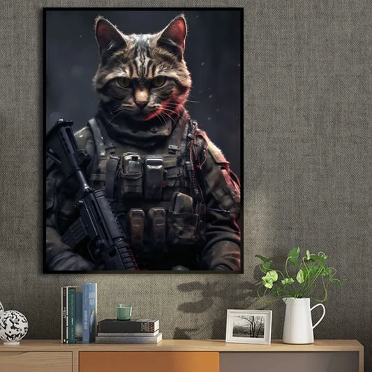 Tableau Chat Soldat Tactique