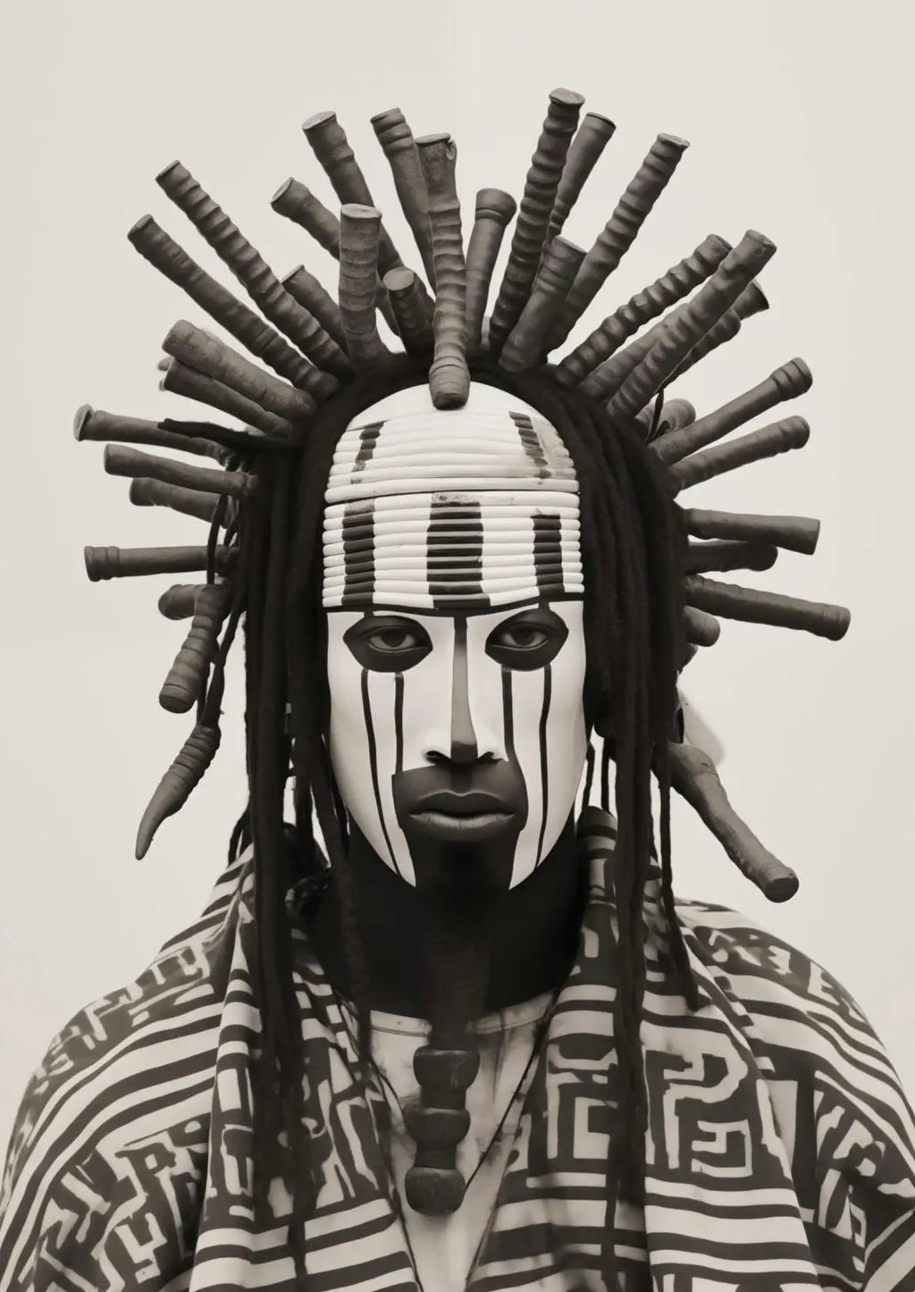 Tableau Masques Tribaux Monochrome