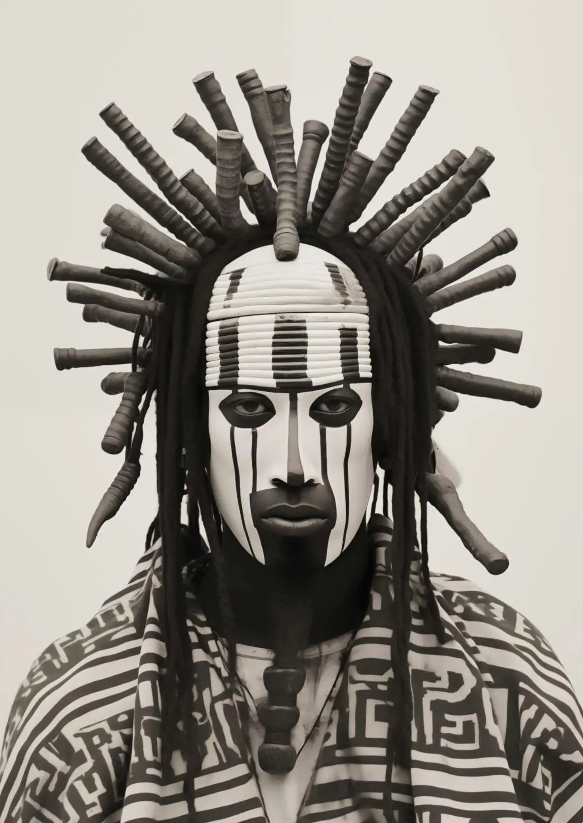 Tableau Masques Tribaux Monochrome