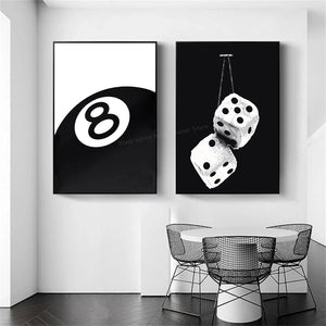 Tableau Dés Noir et Blanc