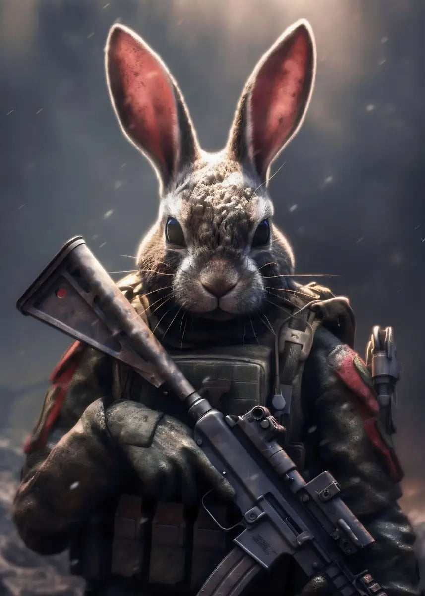 Tableau Lapin soldat militaire