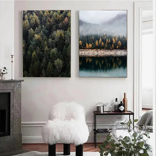 Tableau Forêt Automnale Brumeuse