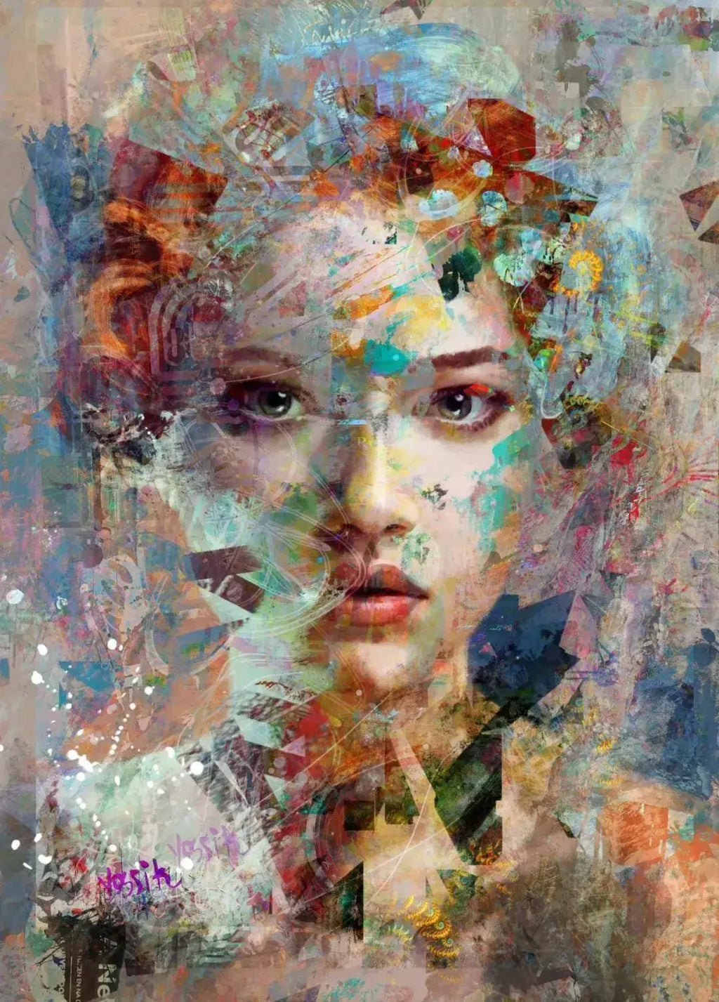 Tableau Abstrait Visage Femme