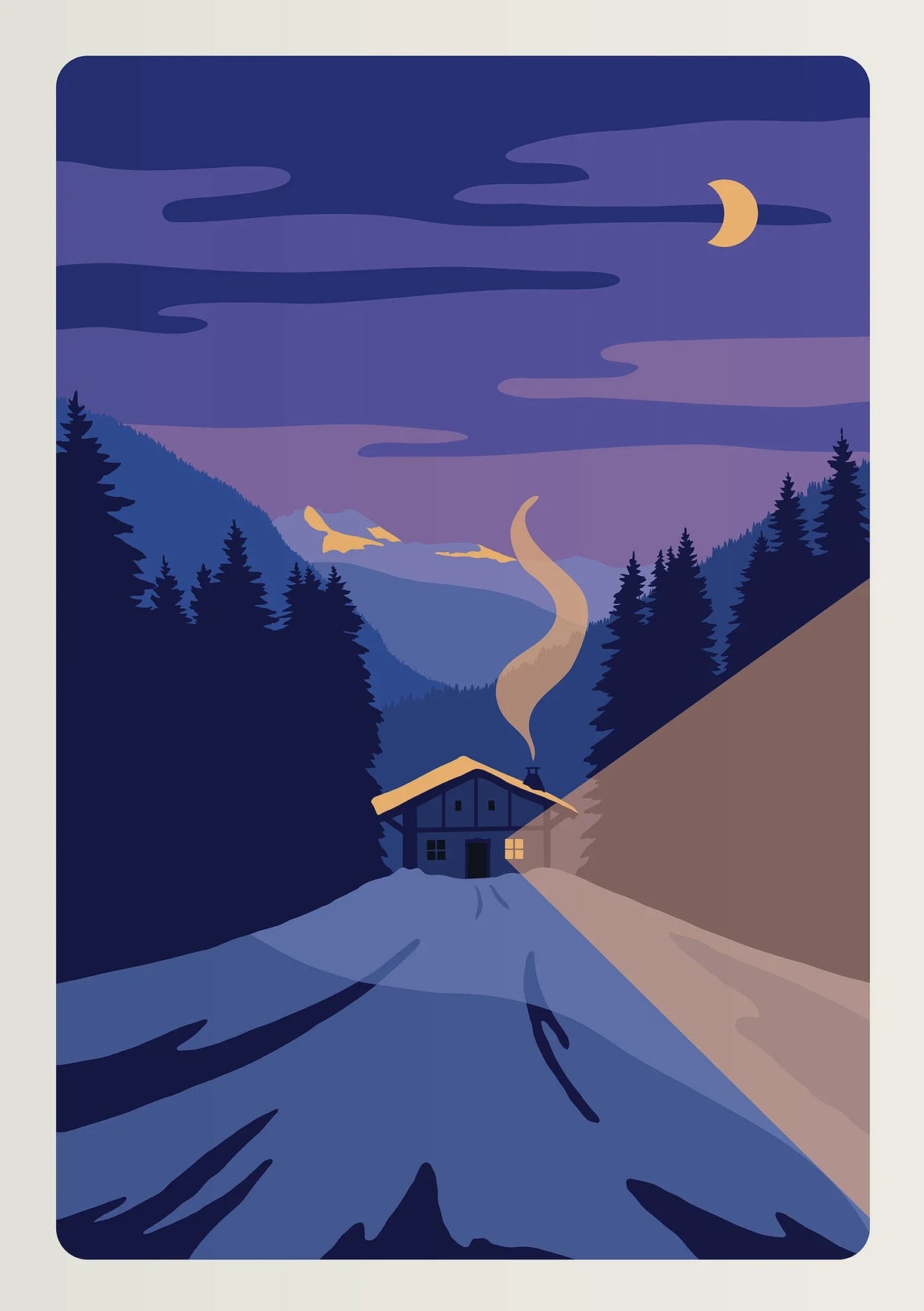 Tableau Montagne Nocturne Minimaliste