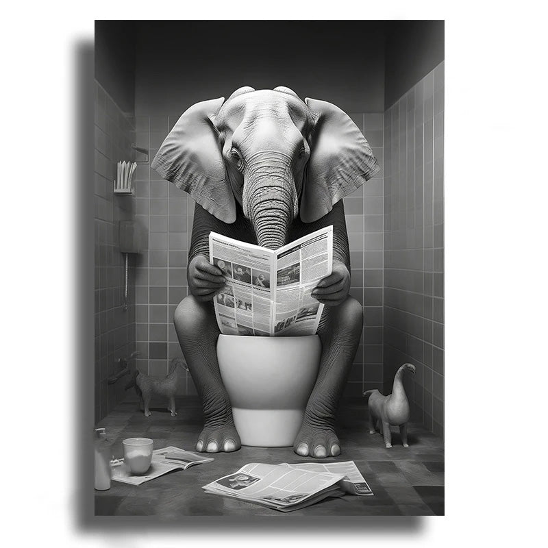 Tableau Animaux Toilettes Surréalistes