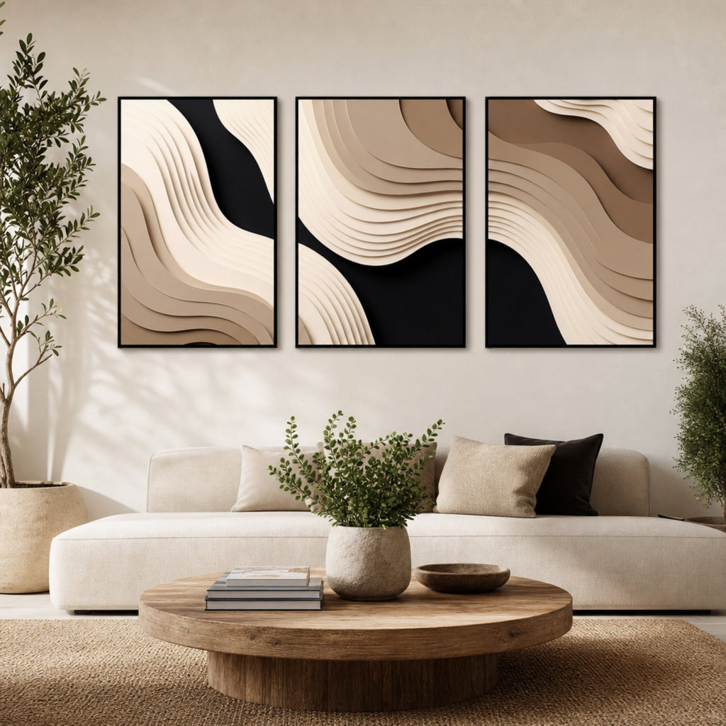 Cadre Abstrait Beige pour salon