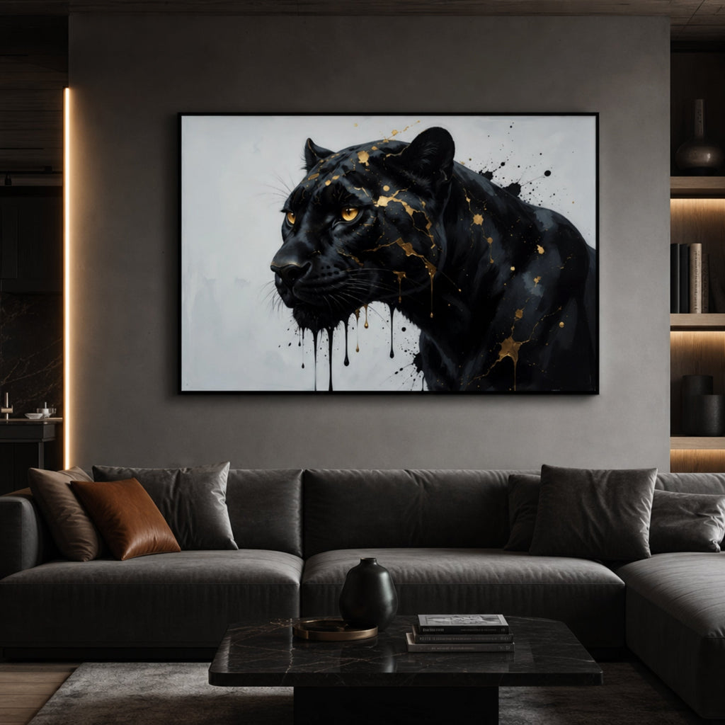 Cadre Panthère Noire pour salon