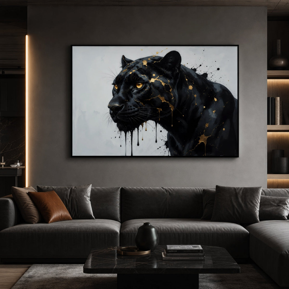 Cadre Panthère Noire pour salon