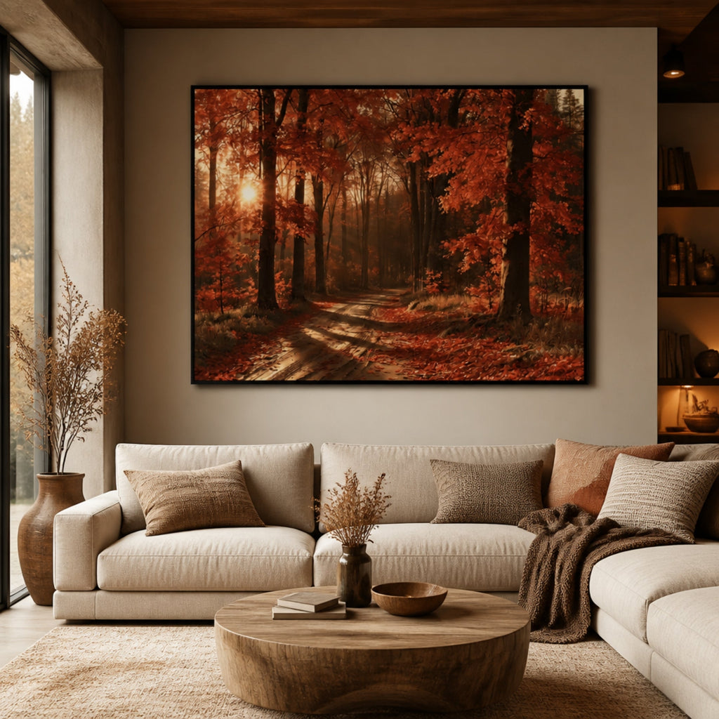 Peinture à l'Huile Forêt en Automne pour salon