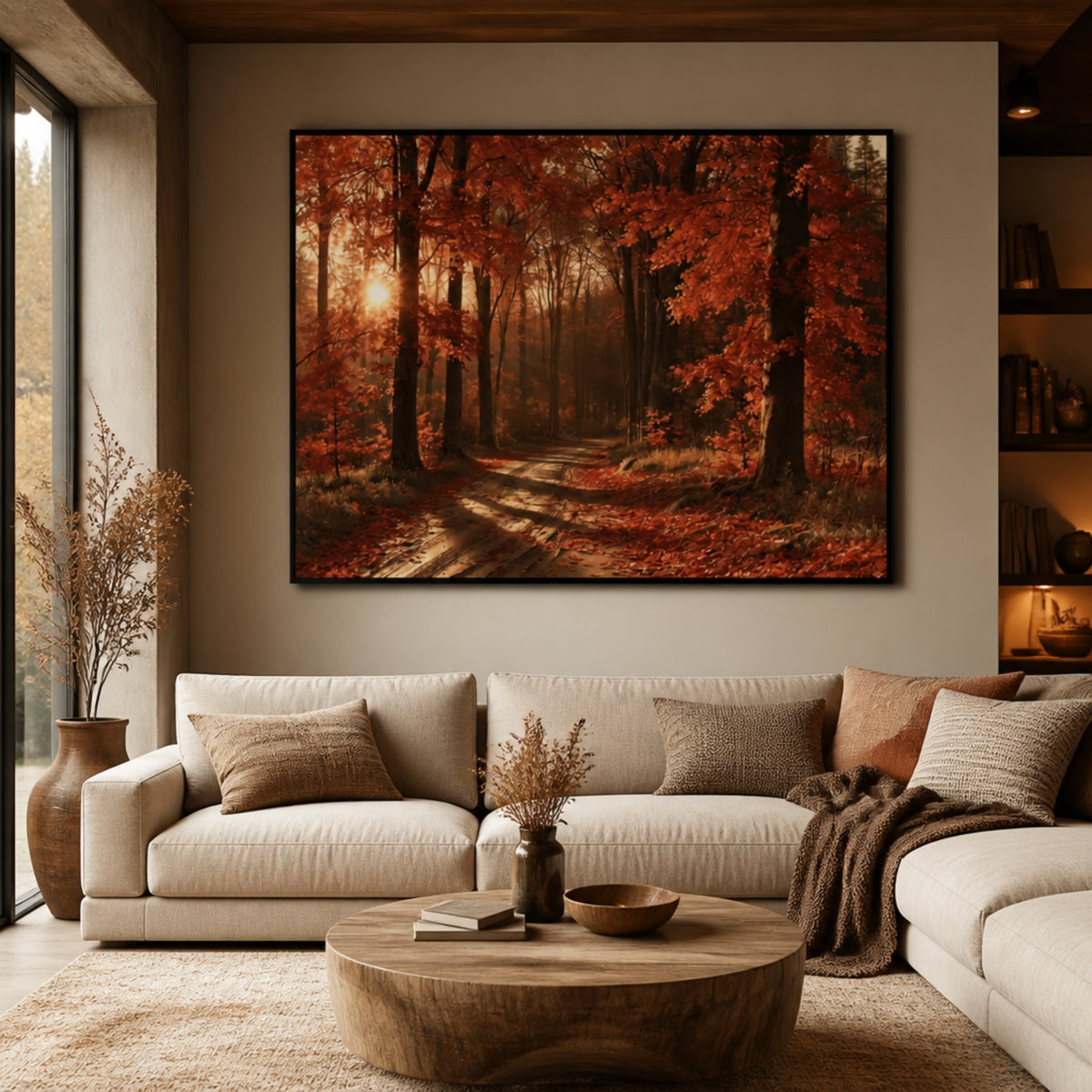 Peinture à l'Huile Forêt en Automne pour salon