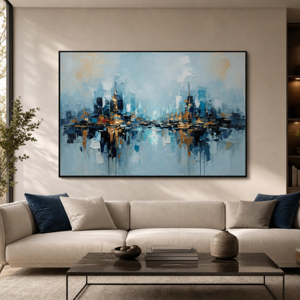 Peinture Abstraite Bleue pour salon