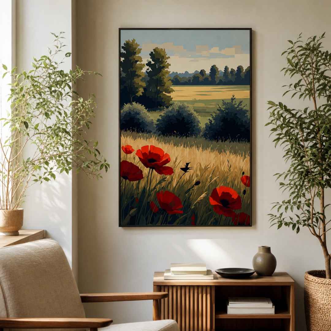 Peinture Acrylique Coquelicots pour salon