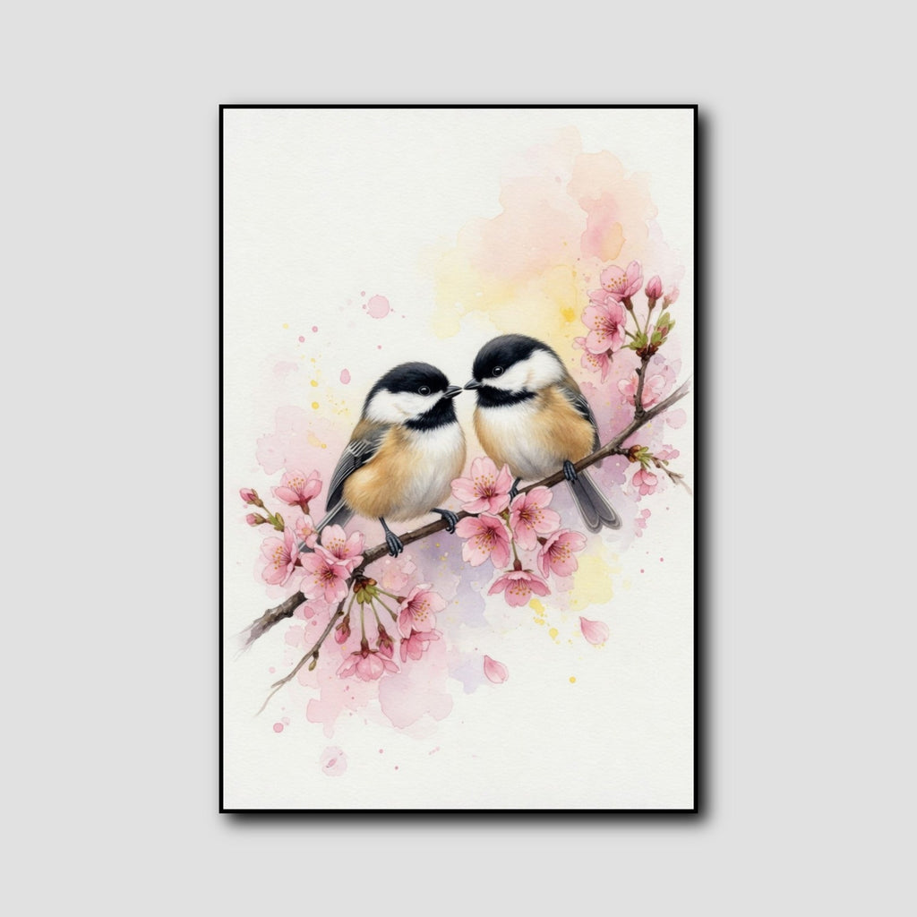 Peinture Aquarelle Oiseaux et Fleurs style 1